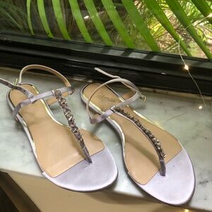 🦋New badgley mischka  satin lavender jewel sandals 8 1/2